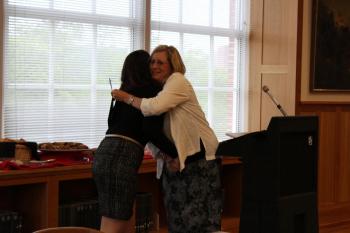 Grad student Melissa Mitchell receives an award